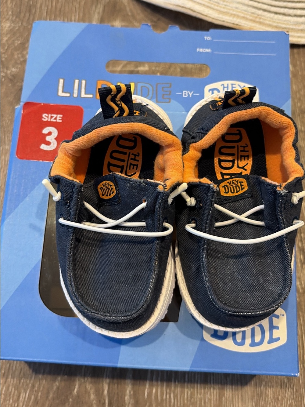 Hey Dude Kids Navy Canvas Slip-On Shoes with Orange Trim